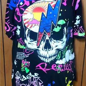 Fresh Laundry Grateful Dead Skull Smiley Shrooms Neon Mens 4XL Graffiti T-Shirt